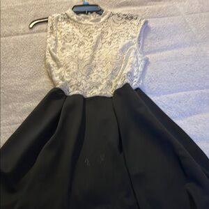 Elegant Black and White Lace Dress